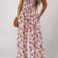 Aapparella - Floral Print Smocked High Waist Fashion Jumpsuit
