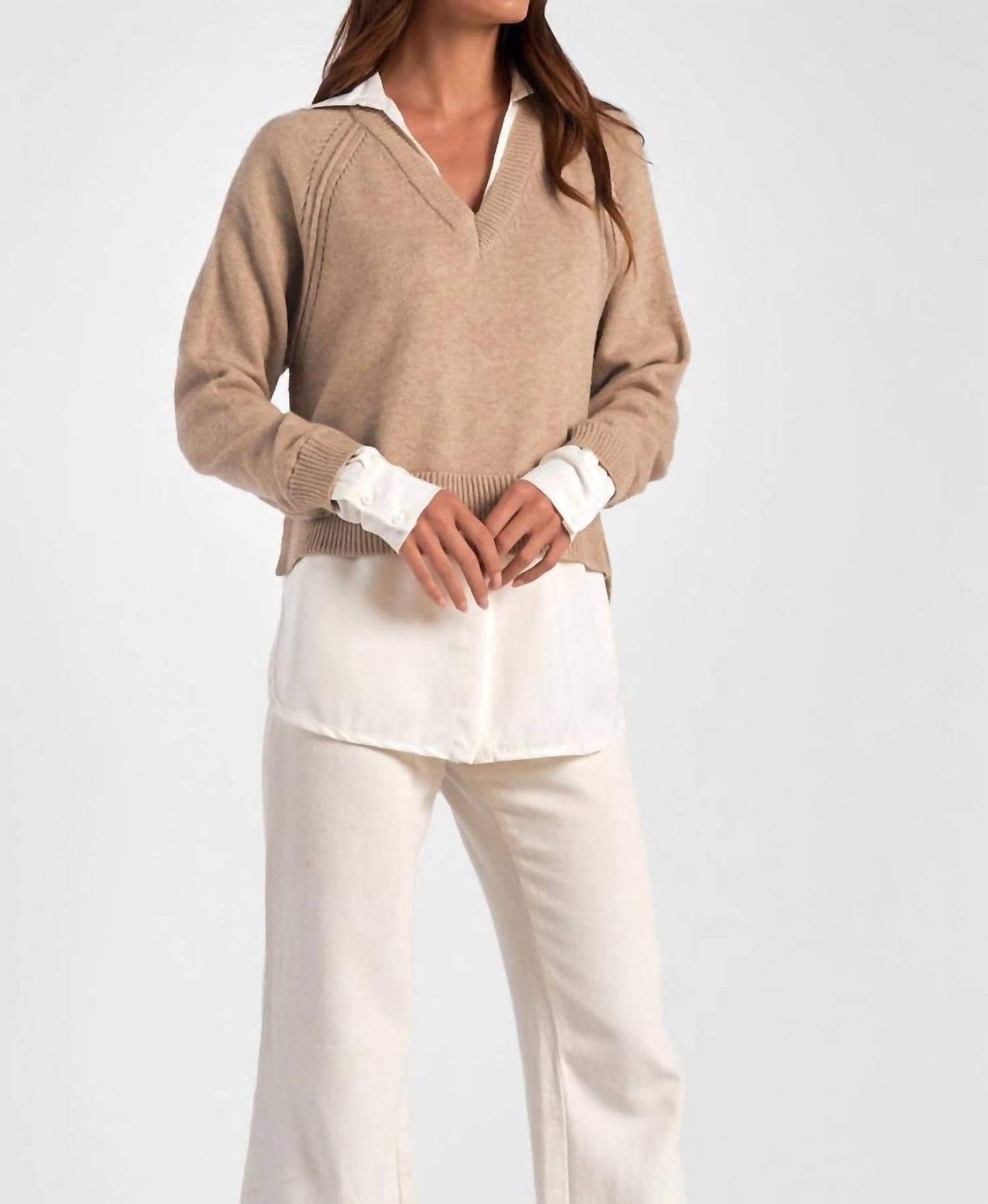 Elan - Stevie Layered Sweater/Shirt Combo