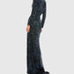 Ieena For Mac Duggal - Longsleeve Sequin Gown Midnight Blue Sz 10$398