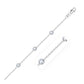 14k White Gold Anklet with Round White Cubic Zirconia