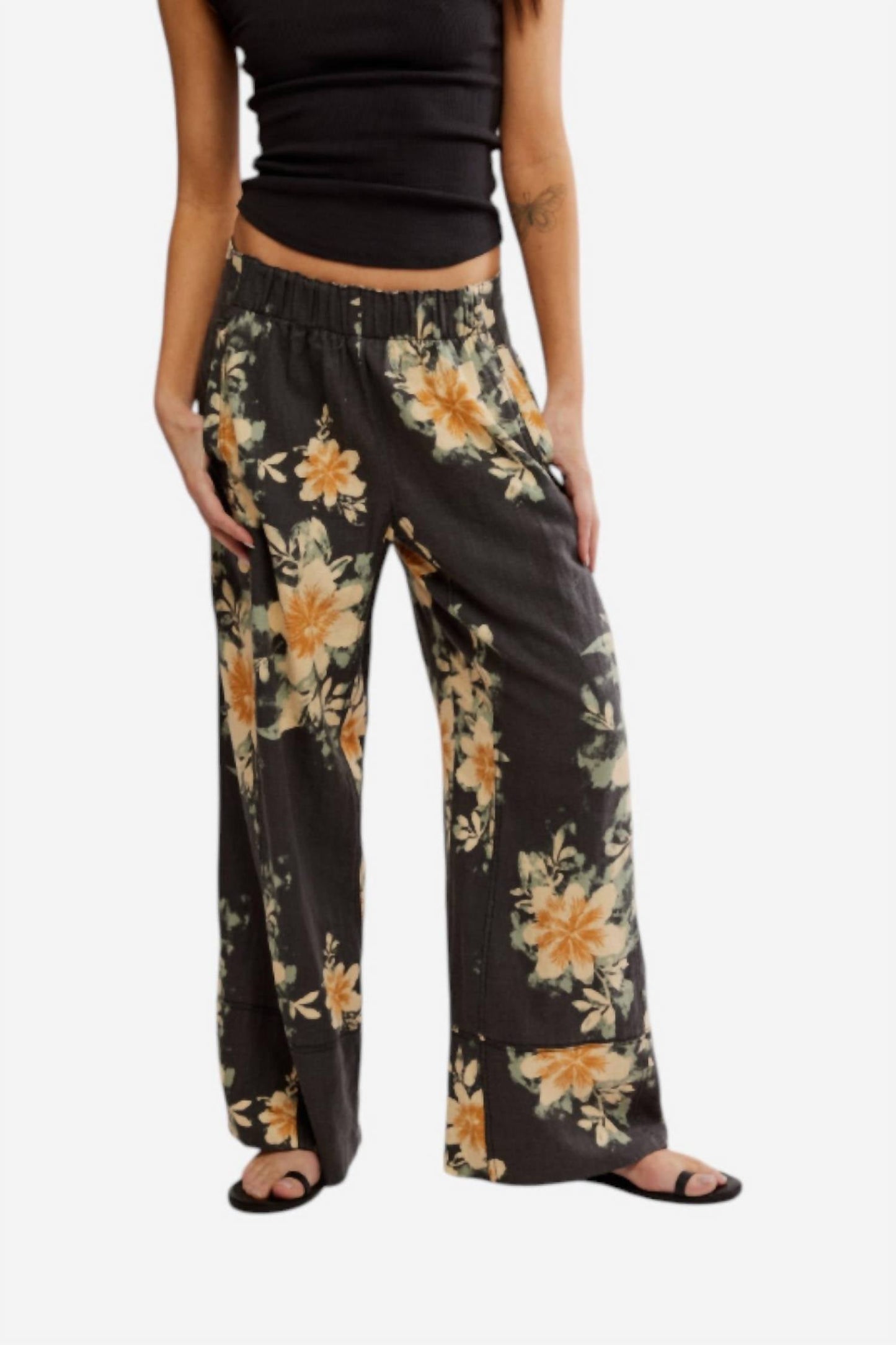 Free People - Days End Printed Linen Pull On Pants