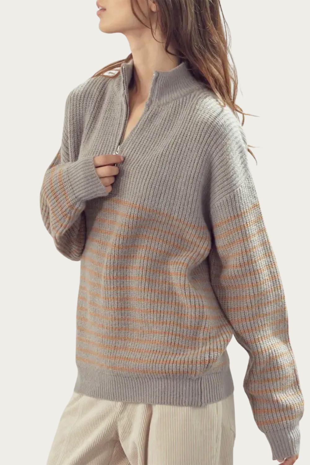 &Merci - RIBBED HALF-ZIP SWEATER