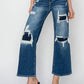 Risen - Full Size High Rise Patch Detailed Wide Leg Crop Jeans