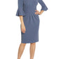 Adrianna Papell - Square Neck 3/4 Bell Sleeves Metallic Knit Dress