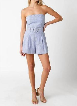 Olivaceous - Off Shoulder Stripe Romper