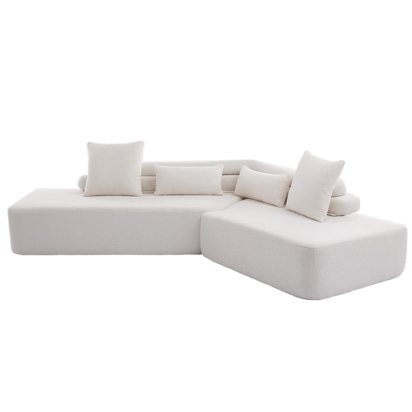 128" Minimalist Cloud Sectional Couch in Beige