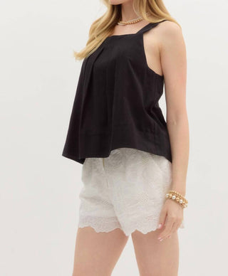 Entro - Black Scalloped Tank