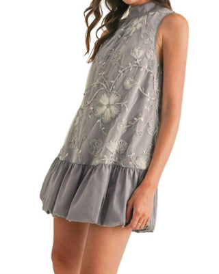 &Merci - Embellished Mixed Media Bubble Hem Mini Dress