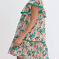 Entro - Leaf Print V-Neck Mini Dress