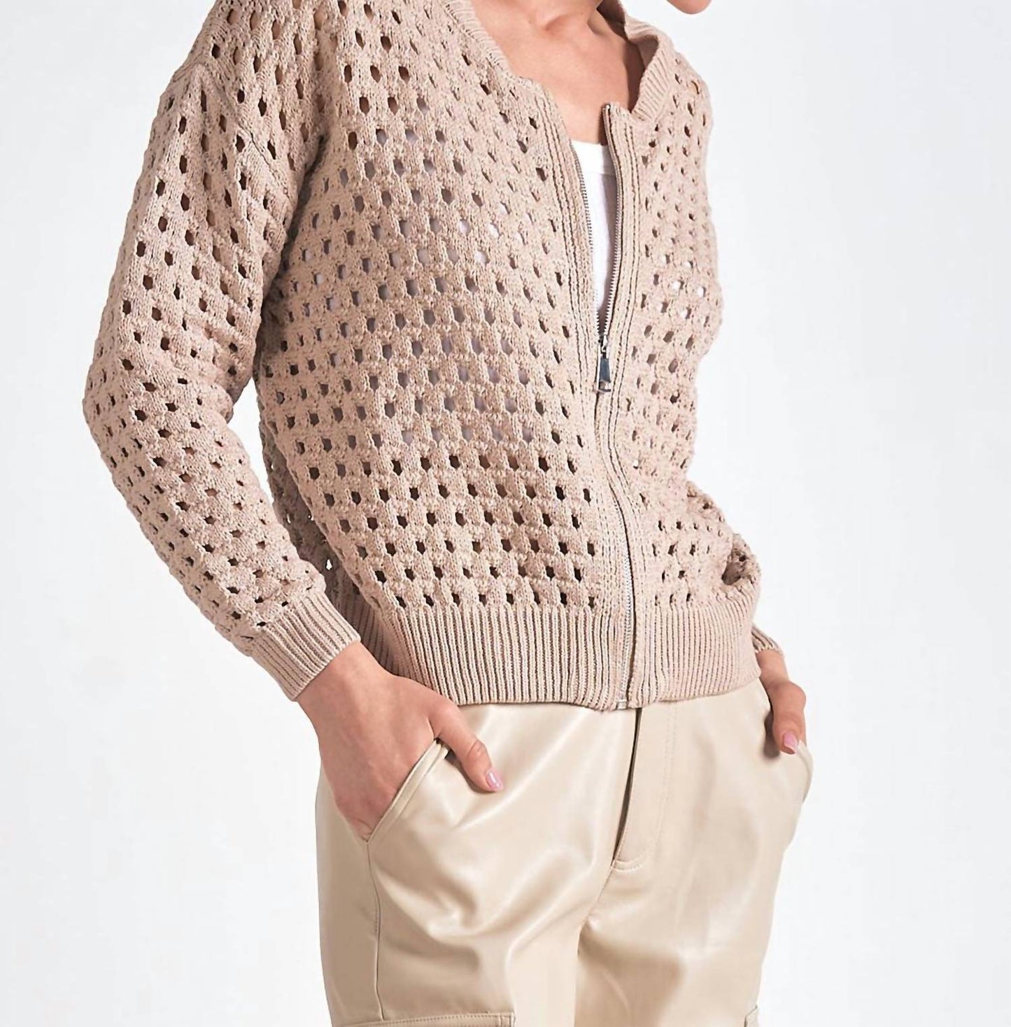 Elan - Candice Zip Cardigan Sweater