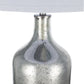 Silver Round Table Lamp with White Fabric Shade