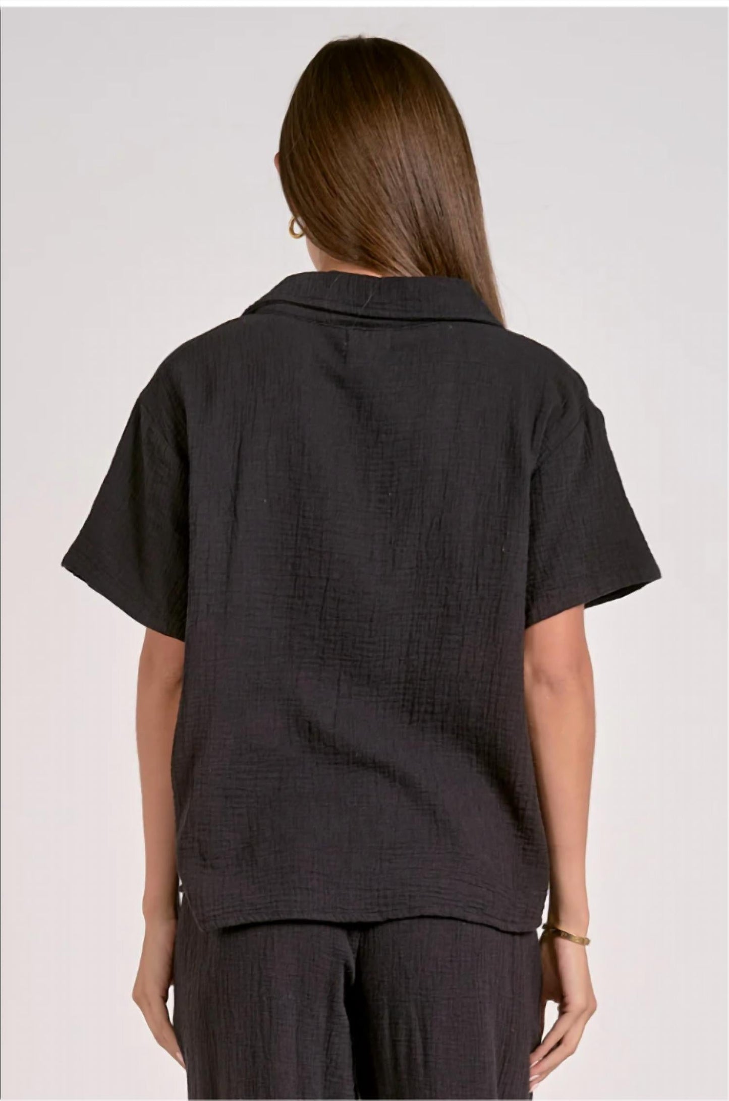 Elan - Gauze Button Down Top