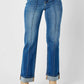Judy Blue - High Waist Front Seam Detail & Cuffed Straight Jeans