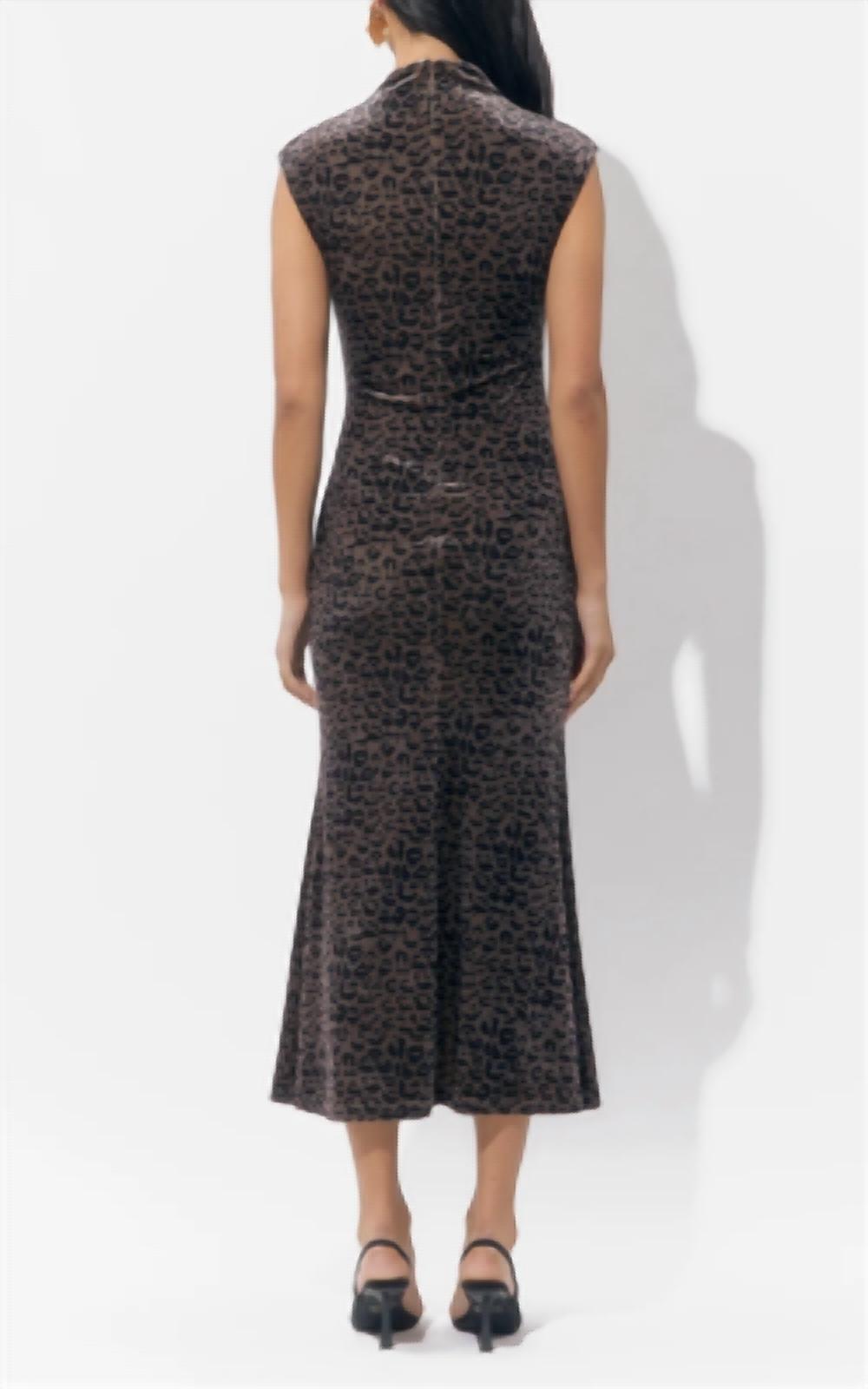 Adelyn Rae - Adelyn Rae Animal Mock Neck Midi Dress