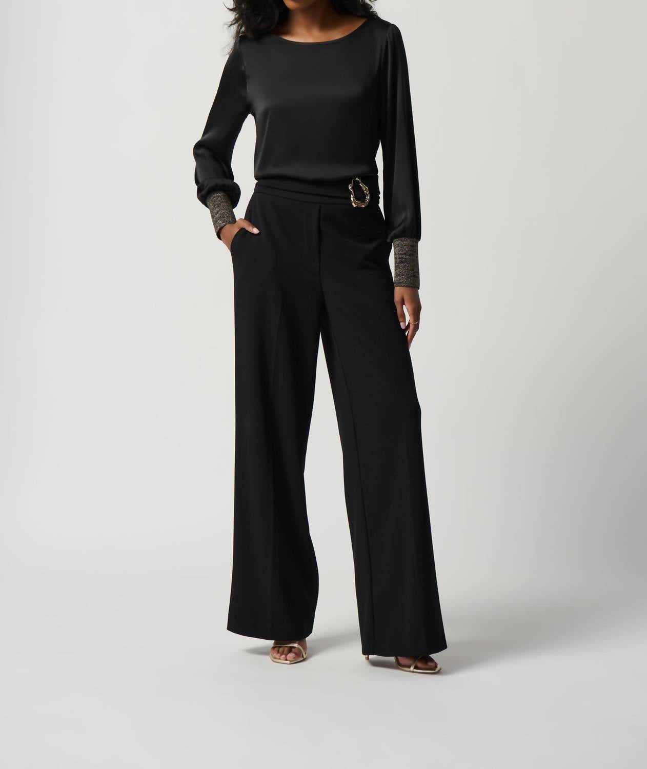 Joseph Ribkoff - Metallic Knit Cuffed Top