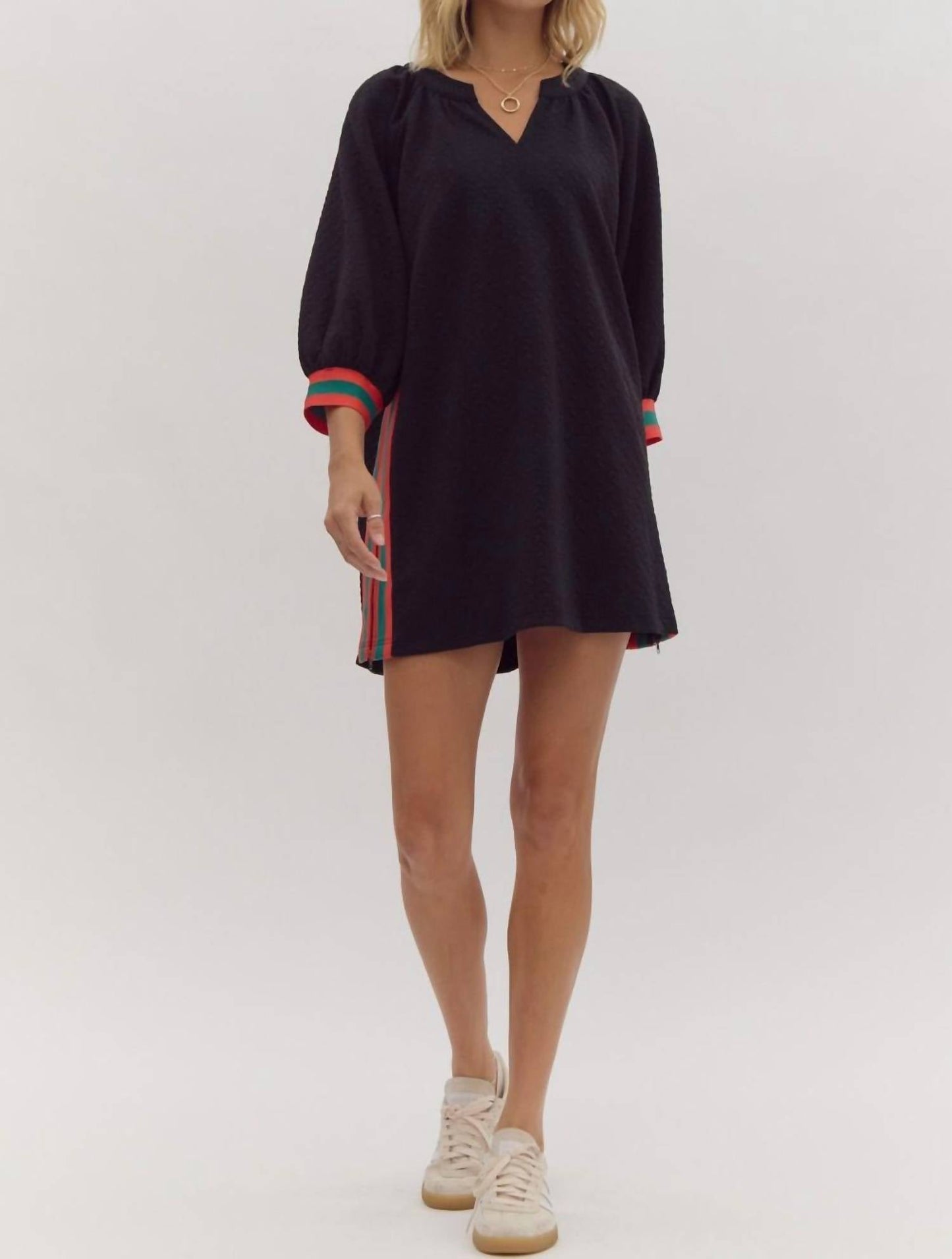 Entro - Sporty Side Stripe Pullover Mini Dress