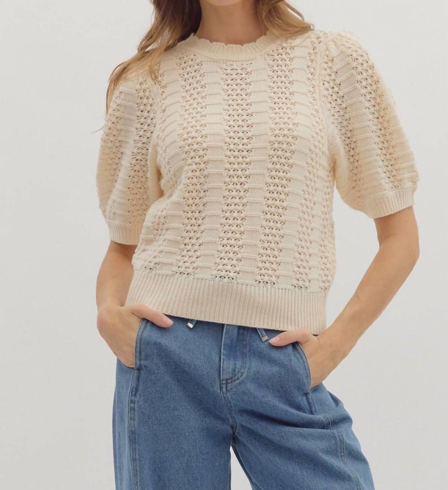 Entro - Knit Expressions Short Sleeve Sweater