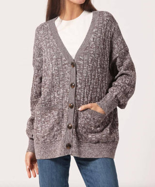Minnie Rose - Cotton Oversized Marled Cable Cardigan