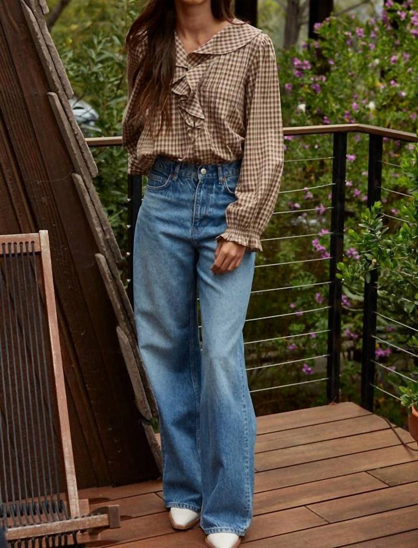 By Together - Gingham Ruffled Blouse