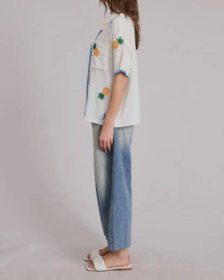 Flat White - Cancun Embroidered Short Sleeve Shirt