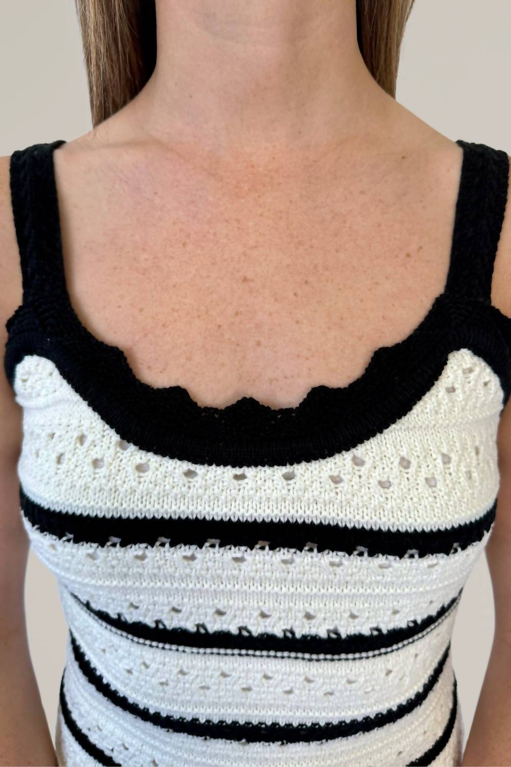 Miou Muse - Crochet Knitted Striped Dress