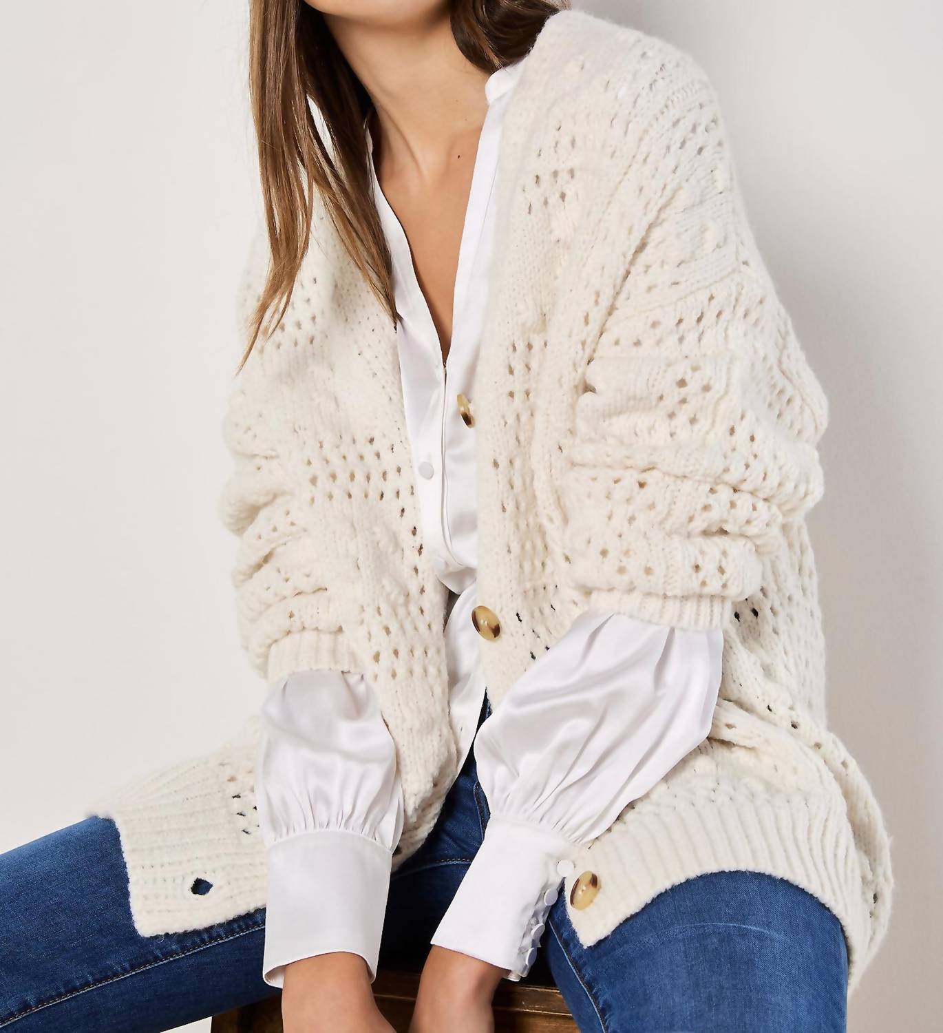 Apricot - Balloon Sleeve Satin Top