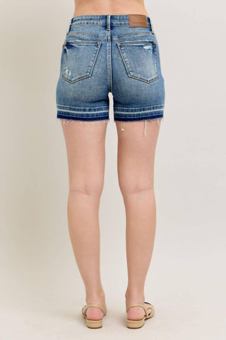 Judy Blue - Mid Rise Tummy Control Release Hem Denim Short