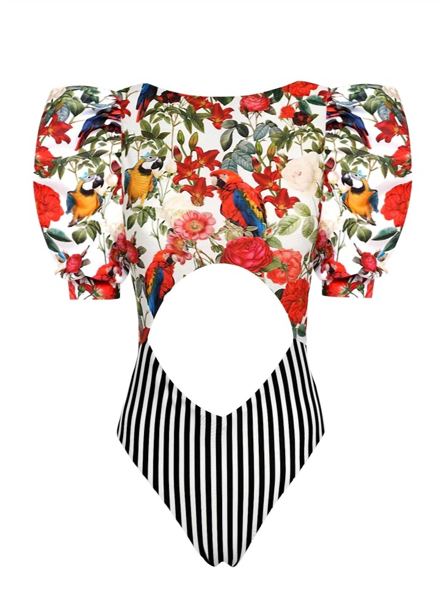 Lia Sahara - Women's Cut Out One Piece + Puffed Short Sleeves