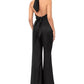 Aqua - Halter Wide Leg Satin Jumpsuit