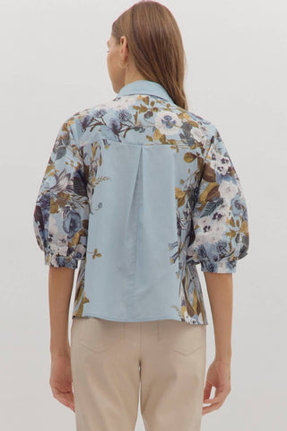 Entro - Cecily Floral Sleeve Button-down Shirt