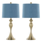 Ashland 27" Contemporary Metal Table Lamp Set in Gold with Linen Shades