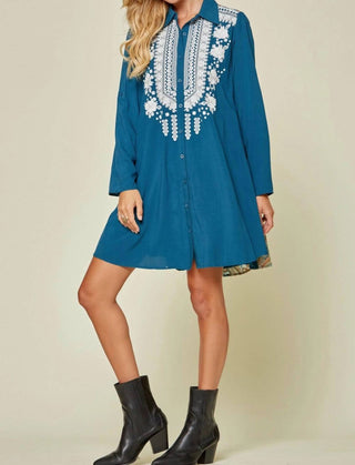 Andree By Unit - Embroidered Paisley Shirt Dress