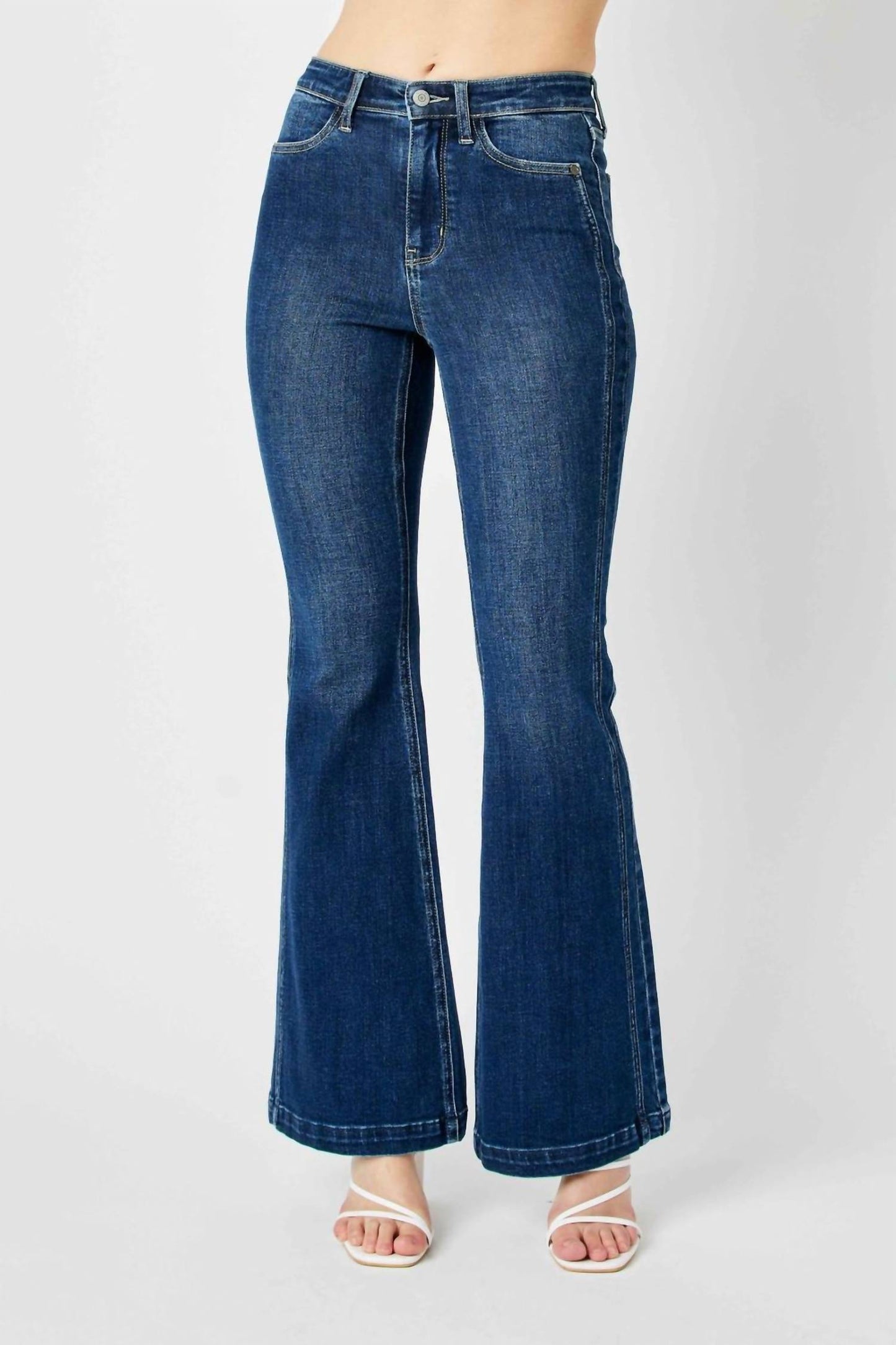 Judy Blue - High Waisted Angled Side Seam Detail Flare Jeans