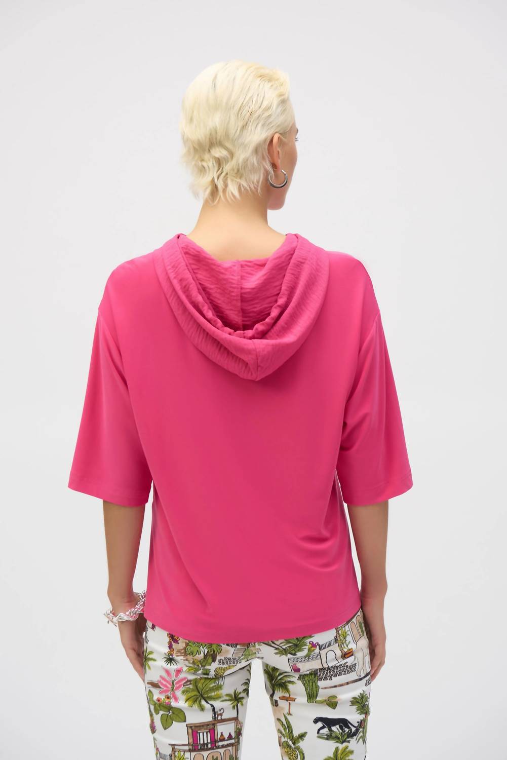 Joseph Ribkoff - Hooded Short Sleeve Boxy Top