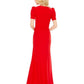 Ieena For Mac Duggal - Plunge Neck Puff Sleeve Cut Out Gown