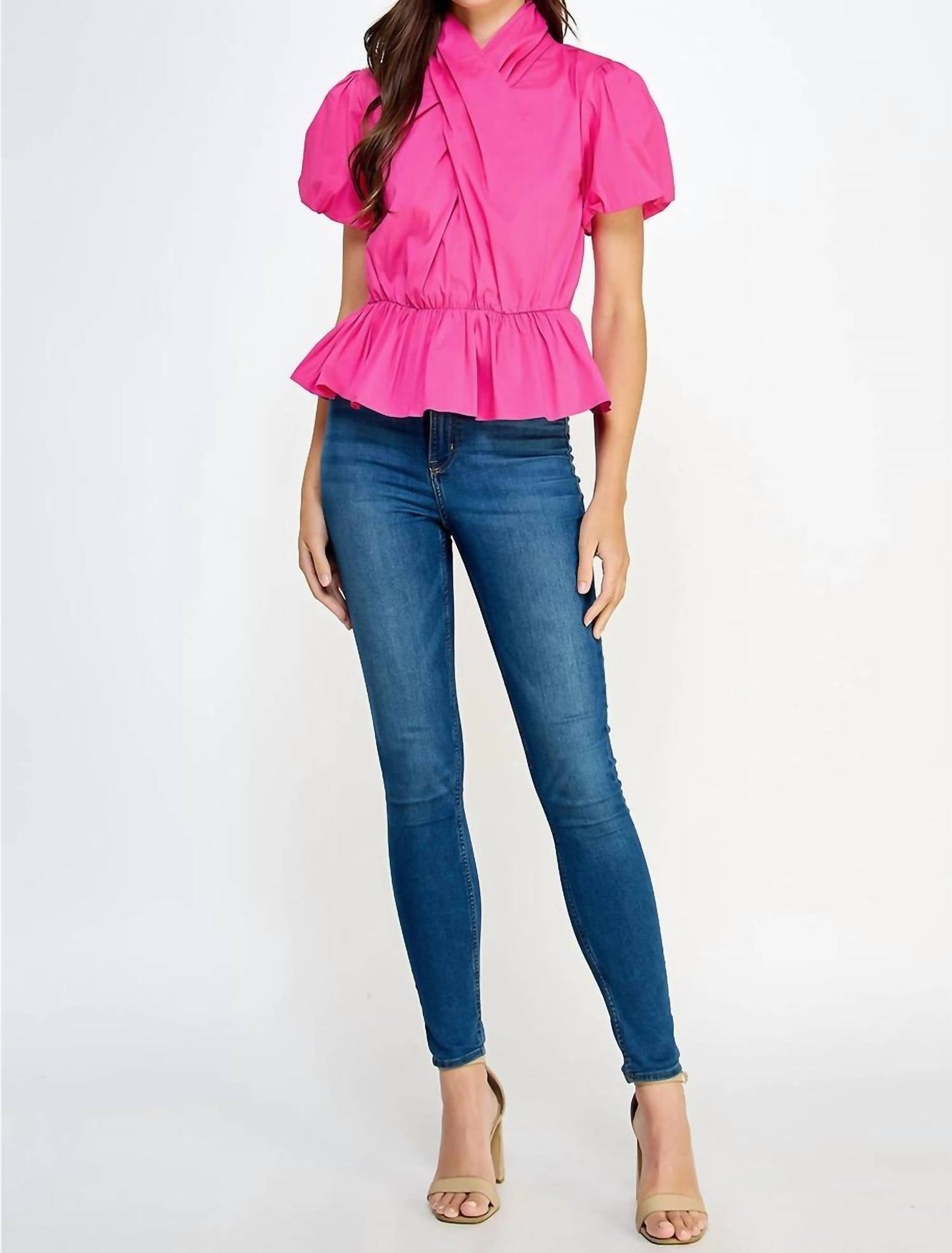 Strut & Bolt - Cross Neck Puff Sleeve Blouse