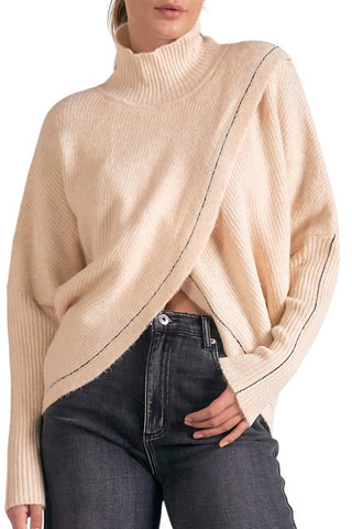 Elan - Criss Cross Mock Neck Sweater