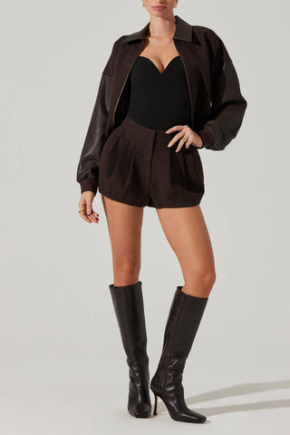 Astr - Sorine Wool Blend Pleated Shorts