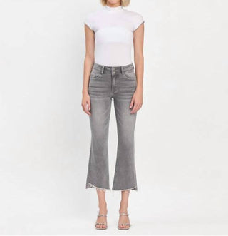 Vervet By Flying Monkey - High Rise Raw Slant Hem Mini Bootcut Jeans