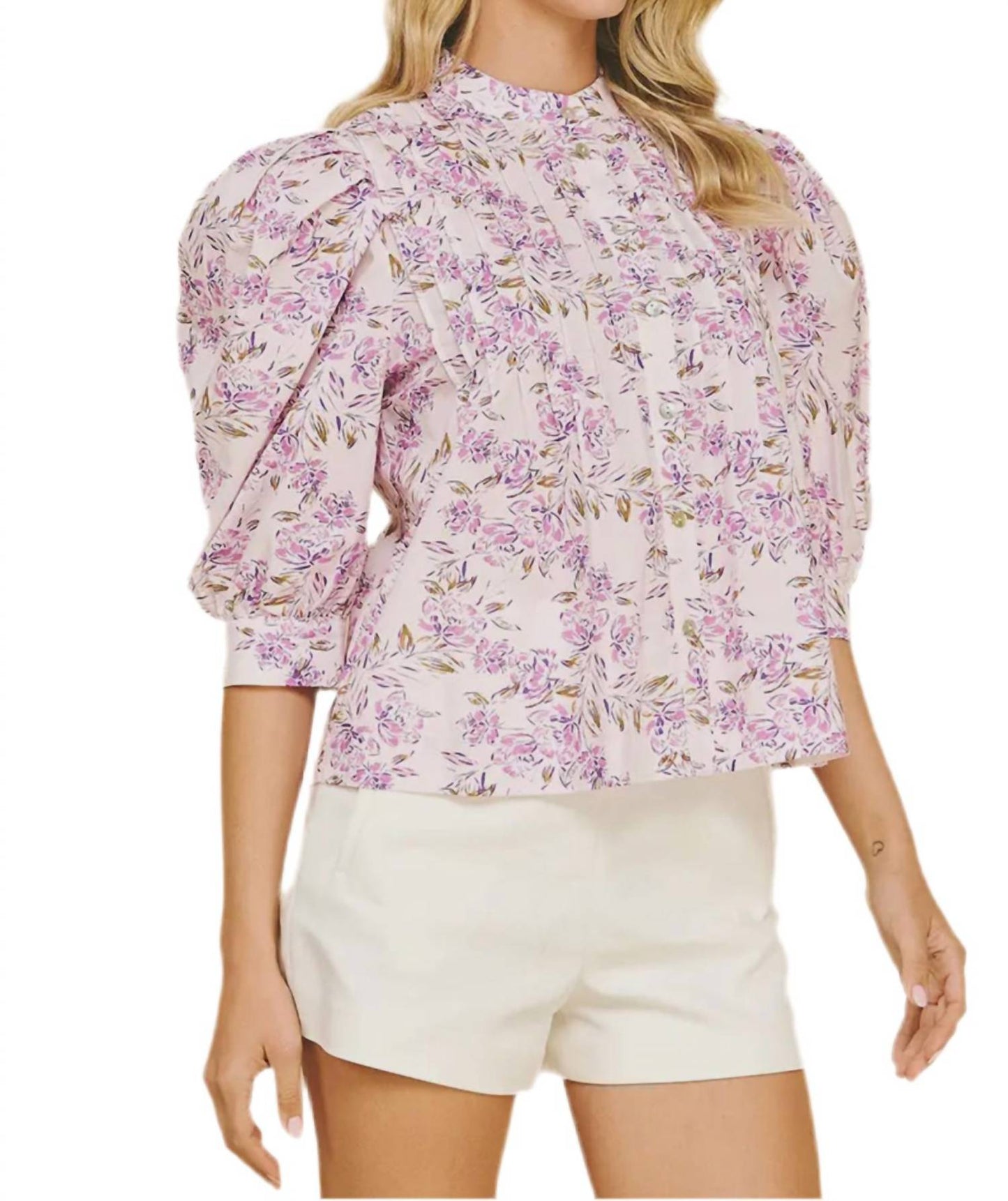 Pinch - Floral Rose Pleated Blouse