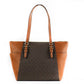 Michael Kors - Women's Charlotte Signature Leather Top Zip Tote Handbag Bag Large