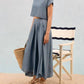 Blu Pepper - Chambray Boat Neck Boxy Crop Top