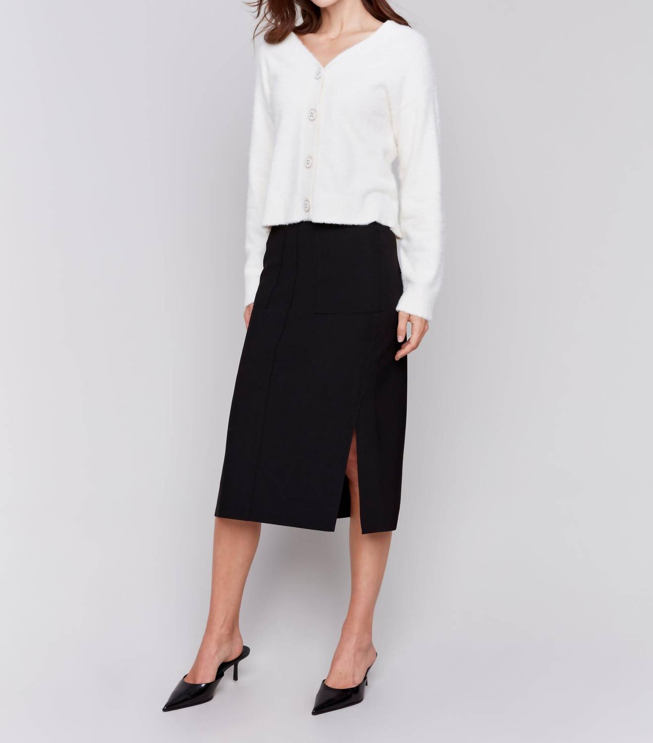 Charlie B - Knee-length Skirt With Side Slits And Pockets