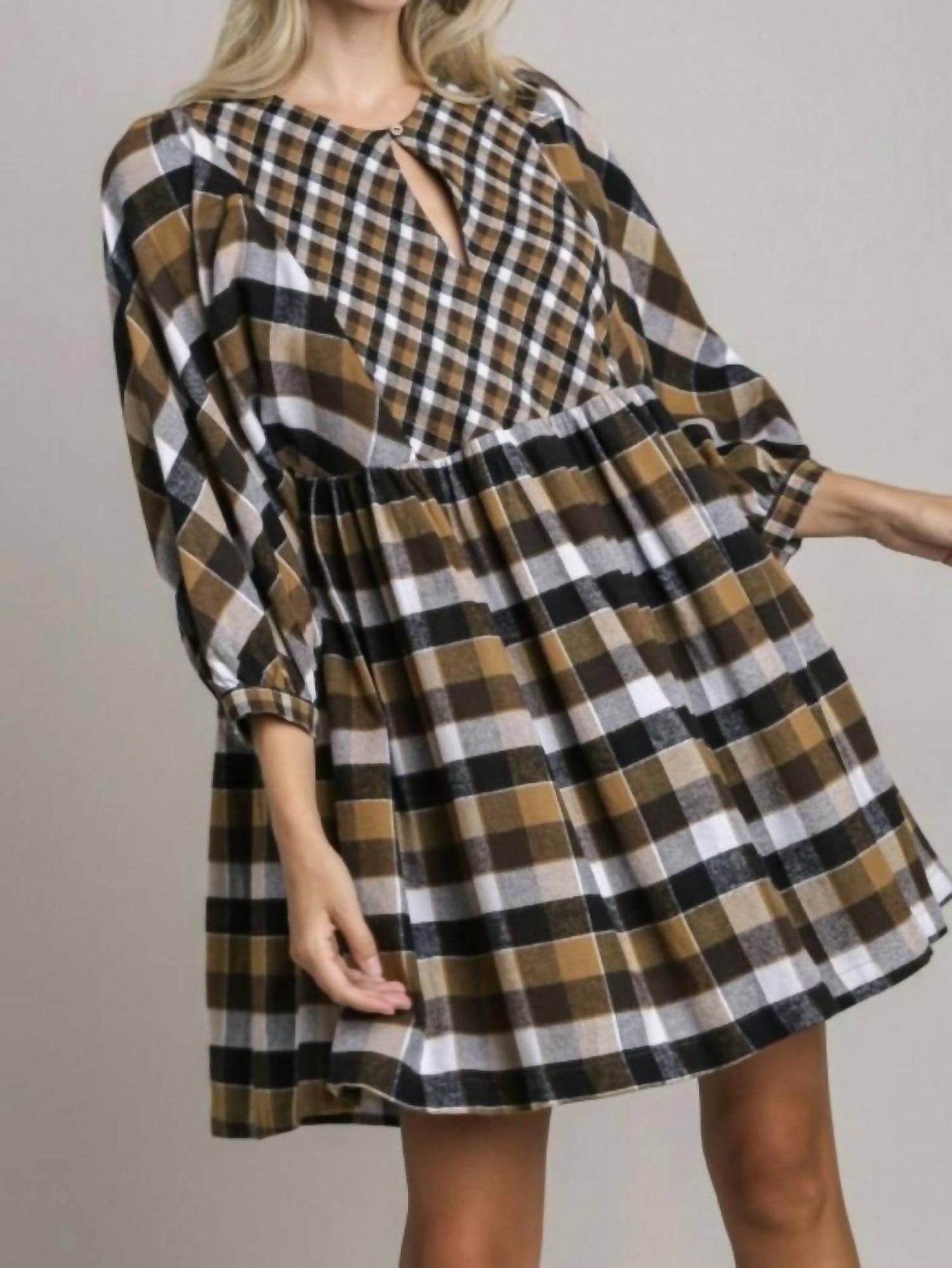 Umgee - Plaid Flannel Babydoll Dress