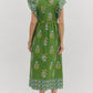 Entro - Split Neck Floral Framed Midi Dress