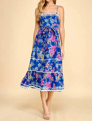 &Merci - Tropical Floral Ricrac Midi Dress