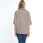 Multiples - Elbow Dolman Sleeve Zip Cowl Collar Hi-lo Top