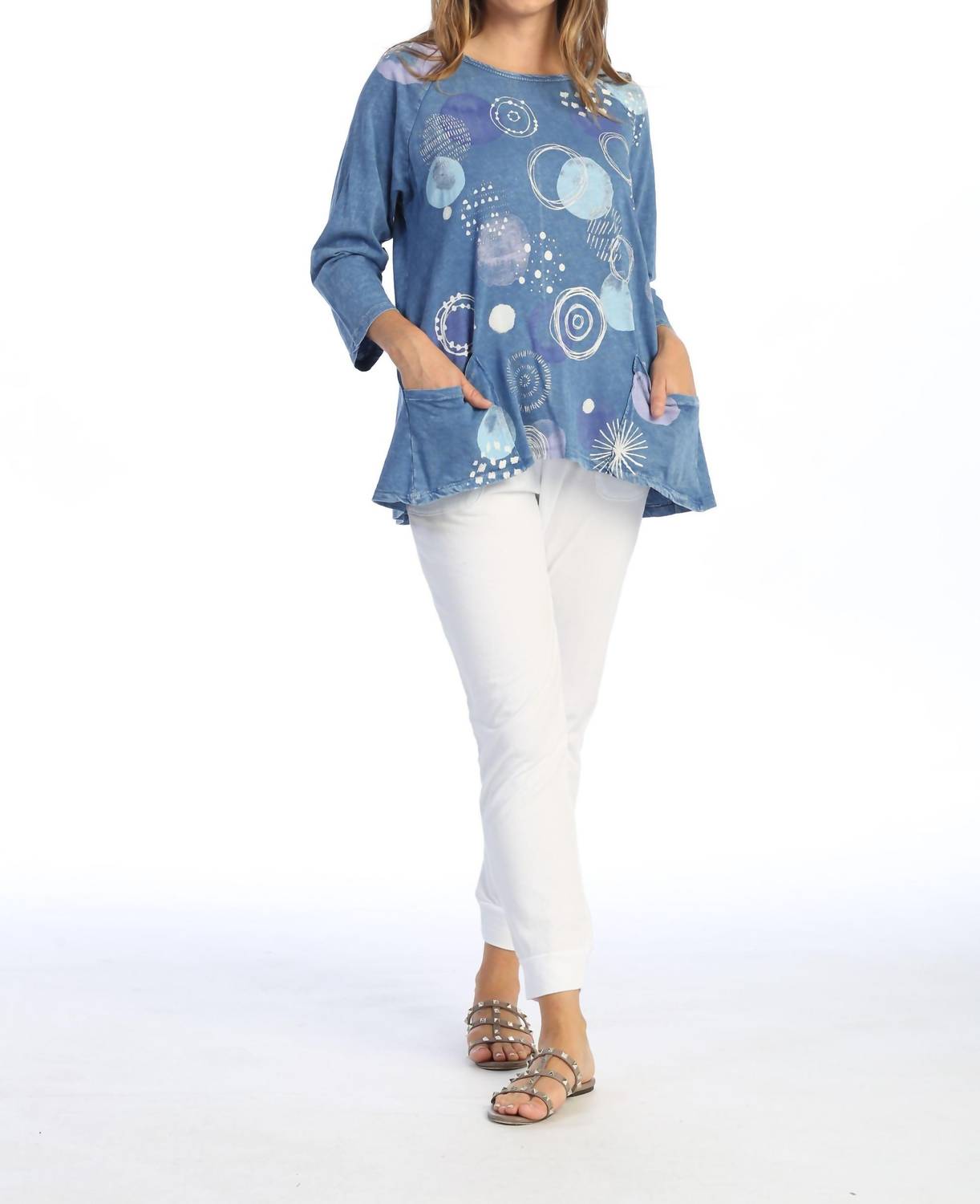 Jess & Jane - Magic Dots Mineral Washed Patch Pocket Cotton Top