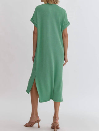 Entro - Ribbed Short Sleeve Midi Dress