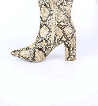 Everglades - Women's Snakeskin Chic Block Heel Ankle Boots
